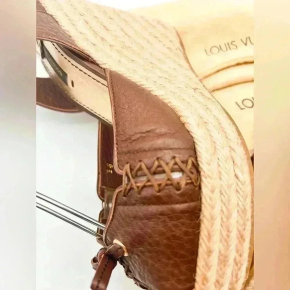 Louis Vuitton Manyara Women’s Size 36 Brown Leather Wedge Espadrille Sandals - Picture 12 of 15